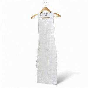 Forever 21 White Maxi Dress V Neck Knit Dress with Slits Size Small